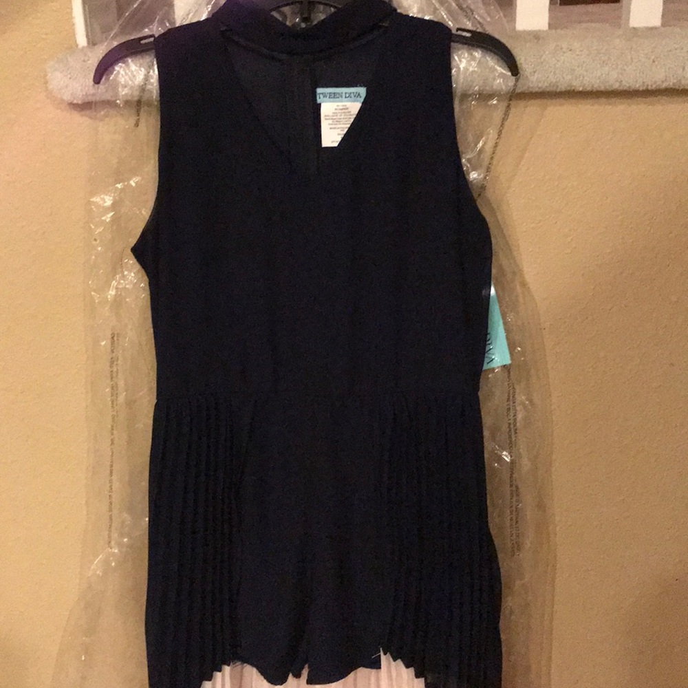 Tween Diva Navy Blue long back romper